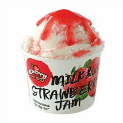 To Go Milk Flavoured Ice Cream with Strawberry Syrup