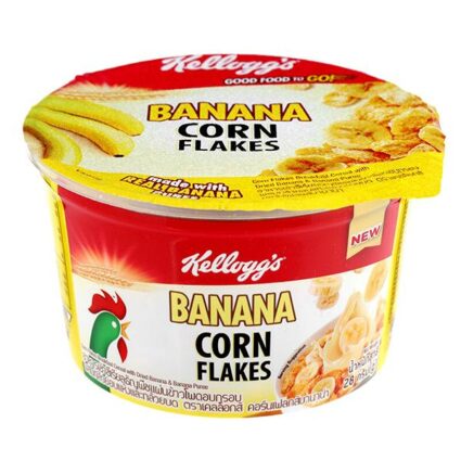 KELLOGG’S BANANA CORN FLAKES: CORN FLAKES BREAKFAST CEREAL WITH DRIED BANANA & BANANA PUREE